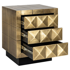 Nighstand Collada 3-drawers (Brushed Gold) - Richmond Interiors