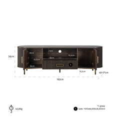 TV cabinet Luxor 2-doors 1-drawer (Brown) - Richmond Interiors