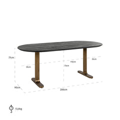 Dining table Revelin 200 (Black/gold) - Richmond Interiors