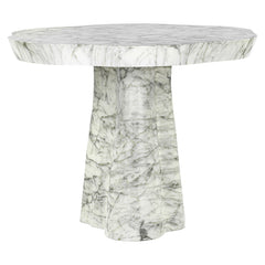 Dining table Rockyard 100Ø faux white marble (White) - Richmond Interiors