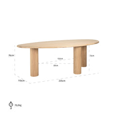 Dining table Oakley 235 (Natural oak) - Richmond Interiors