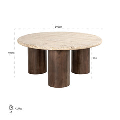 Coffee table Douglas 90Ø (Brown) - Richmond Interiors