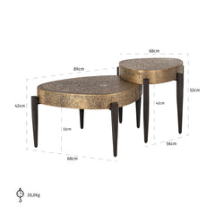 Coffee table Marquee set of 2 (Black/gold) - Richmond Interiors