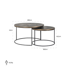 Coffee table Tulum set of 2 (Brushed Gold) - Richmond Interiors