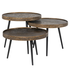 Coffee table Luton set of 3 (Black/gold) - Richmond Interiors