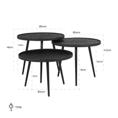 Coffee table Oxford set of 3 (Black) - Richmond Interiors