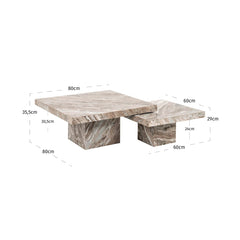 Coffee table Rashford Blush beige (Set of 2) - Richmond Interiors