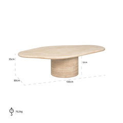 Coffee table Fictus 130 faux travertine (Beige) - Richmond Interiors