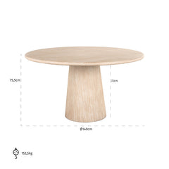 Dining table Fictus 140Ø faux travertine (Beige) - Richmond Interiors