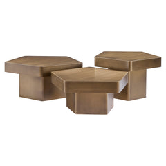 Coffee table Hexa brushed gold (Set of 3) - Richmond Interiors