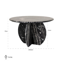 Dining table Bancroft 129Ø (Black) - Richmond Interiors