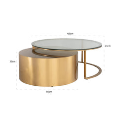 Coffee table Orlan set of 2 (Gold) - Richmond Interiors