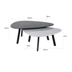 Coffee table Trocadero set of 2 (Black/white) - Richmond Interiors