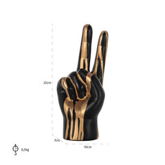 Deco object hand peace (Black/gold) - Richmond Interiors