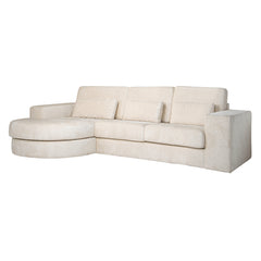 Bank Felix lounge links rond + 2,5 zitter white chenille (Bergen 900 white chenille) - Richmond Interiors