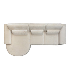 Bank Felix lounge links rond + 2,5 zitter white chenille (Bergen 900 white chenille) - Richmond Interiors