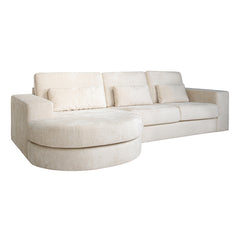 Bank Felix lounge links rond + 2,5 zitter white chenille (Bergen 900 white chenille) - Richmond Interiors