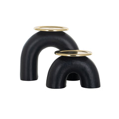 Candle holder Femke big (Black/gold) - Richmond Interiors