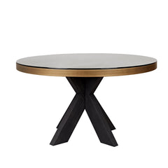 Esstisch Bloomville brass shagreen incl. glass top 140Ø - Richmond Interiors