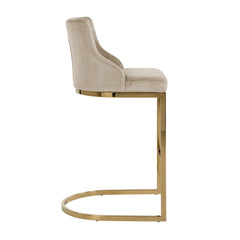 Bar stool Bolton khaki velvet / gold fire retardant (Quartz Khaki 903) - Richmond Interiors