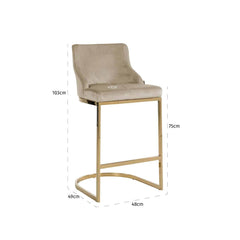 Bar stool Bolton khaki velvet / gold fire retardant (Quartz Khaki 903) - Richmond Interiors