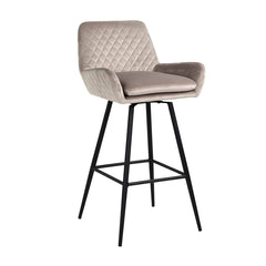 Bar stool Linsey swivel khaki velvet (Quartz Khaki 903) - Richmond Interiors