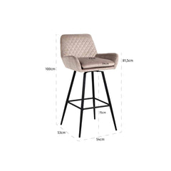 Bar stool Linsey swivel khaki velvet (Quartz Khaki 903) - Richmond Interiors