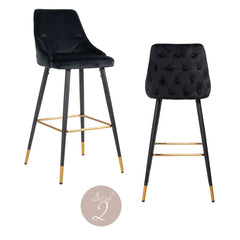 Bar stool Imani black velvet (Set of 2) - Richmond Interiors