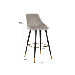 Bar stool Imani khaki velvet (Quartz Khaki 903) - Richmond Interiors