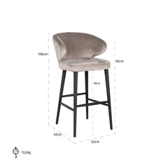 Bar stool Indigo khaki velvet (Quartz Khaki 903) - Richmond Interiors