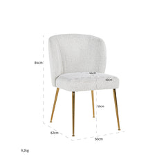 Stoel Cannon white bouclé / brushed gold (Copenhagen 900 Bouclé White) - Richmond Interiors