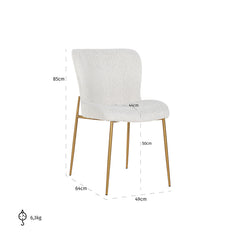 Stoel Odessa white bouclé / brushed gold (Copenhagen 900 Bouclé White) - Richmond Interiors