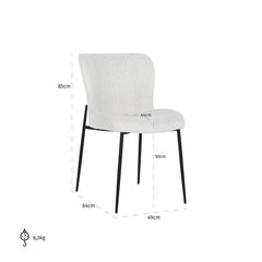 Stoel Darby white bouclé / black (Copenhagen 900 Bouclé White) - Richmond Interiors