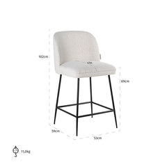 Counter stool Pullitzer white bouclé / black (Copenhagen 900 Bouclé White) - Richmond Interiors