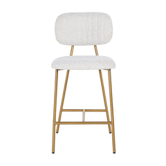 Counter stool Xenia white bouclé / brushed gold (Copenhagen 900 Bouclé White) - Richmond Interiors