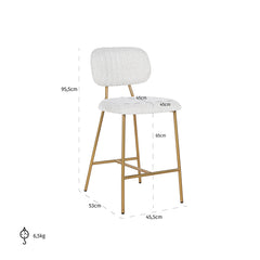 Counter stool Xenia white bouclé / brushed gold (Copenhagen 900 Bouclé White) - Richmond Interiors