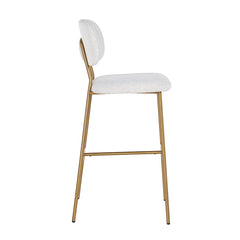 Bar stool Xenia white bouclé / brushed gold (Copenhagen 900 Bouclé White) - Richmond Interiors