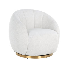 Swivel lounge chair Jago white bouclé / brushed gold (Copenhagen 900 Bouclé White) - Richmond Interiors