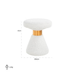 Poef Tribe 41Ø white bouclé fire retardant (Copenhagen 900 Bouclé White) - Richmond Interiors