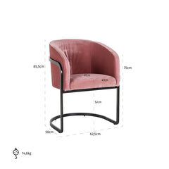 Chair Chiara blush velvet (Genova 706  Blush) - Richmond Interiors