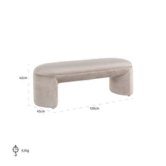 Bench Fargo khaki velvet (Quartz Khaki 903) - Richmond Interiors