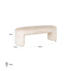 Bench Fargo white chenille (Bergen 900 white chenille) - Richmond Interiors