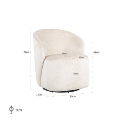 Draaifauteuil Sofia white chenille (Bergen 900 white chenille) - Richmond Interiors