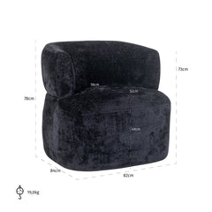 Fauteuil Donna black chenille (Bergen 809 black chenille) - Richmond Interiors