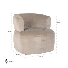 Fauteuil Donna khaki velvet (Quartz Khaki 903) - Richmond Interiors