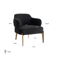 Fauteuil Venus antraciet velvet fire retardant (FR-Quartz 801 Antraciet) - Richmond Interiors