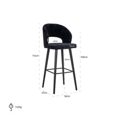 Bar stool Savoy black chenille (Bergen 809 black chenille) - Richmond Interiors