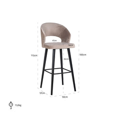 Bar stool Savoy khaki velvet (Quartz Khaki 903) - Richmond Interiors