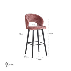 Bar stool Savoy rose chenille (Bergen 705 rose chenille) - Richmond Interiors