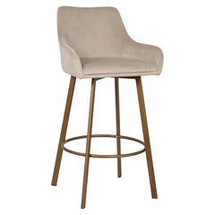 Bar stool Cressida high back khaki velvet (set of 2) (Quartz Khaki 903) - Richmond Interiors